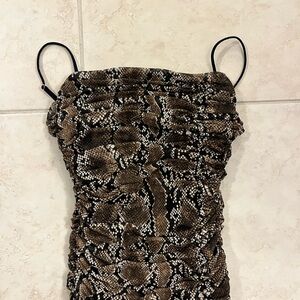 Babaton Dark Brown and Black Snakeskin Pattern Dress with Spaghetti Straps